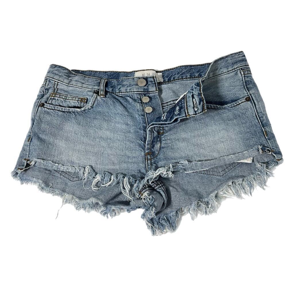 We The Free Womens Y2K Micro Mini Shorts Size 27 Denim Button Fly Festival